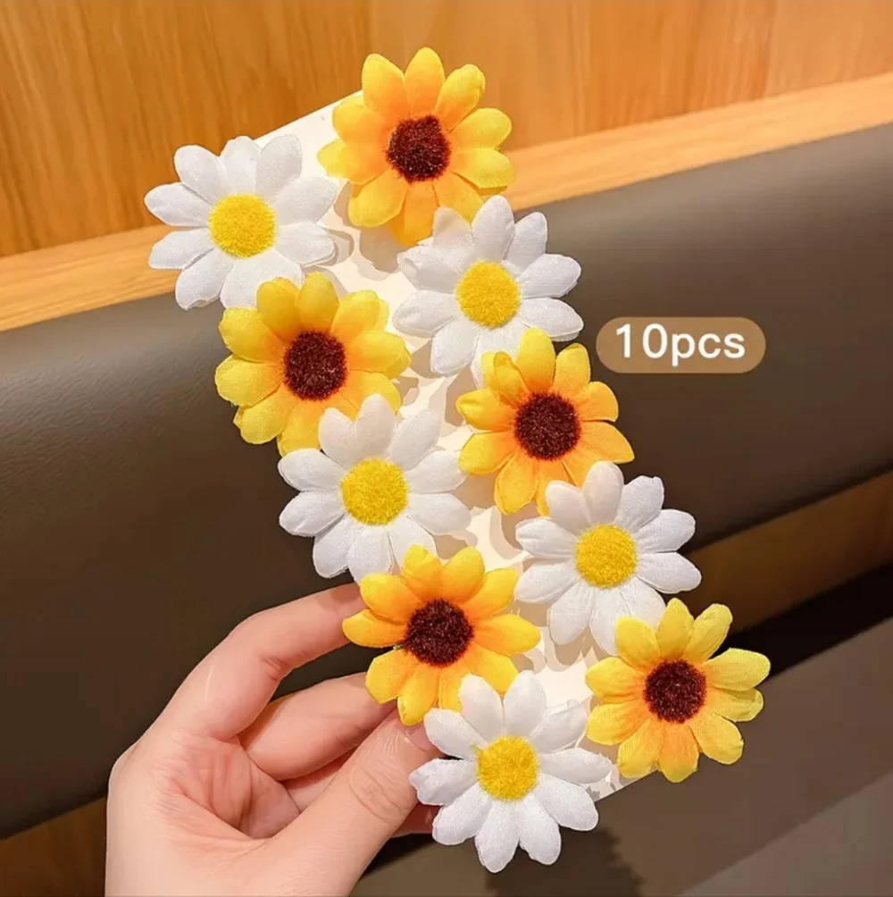 10pcs Hair Clips/Barrettes Set - Yellow & White Flower Clips (OS) NWT!